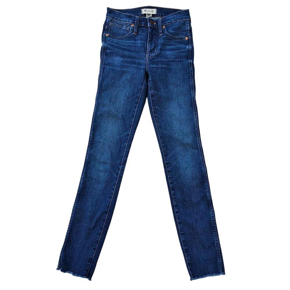 Frayed Hem Jeans 9" Madewell Size 24 High Rise Skinny Crop Dark Stretch Denim